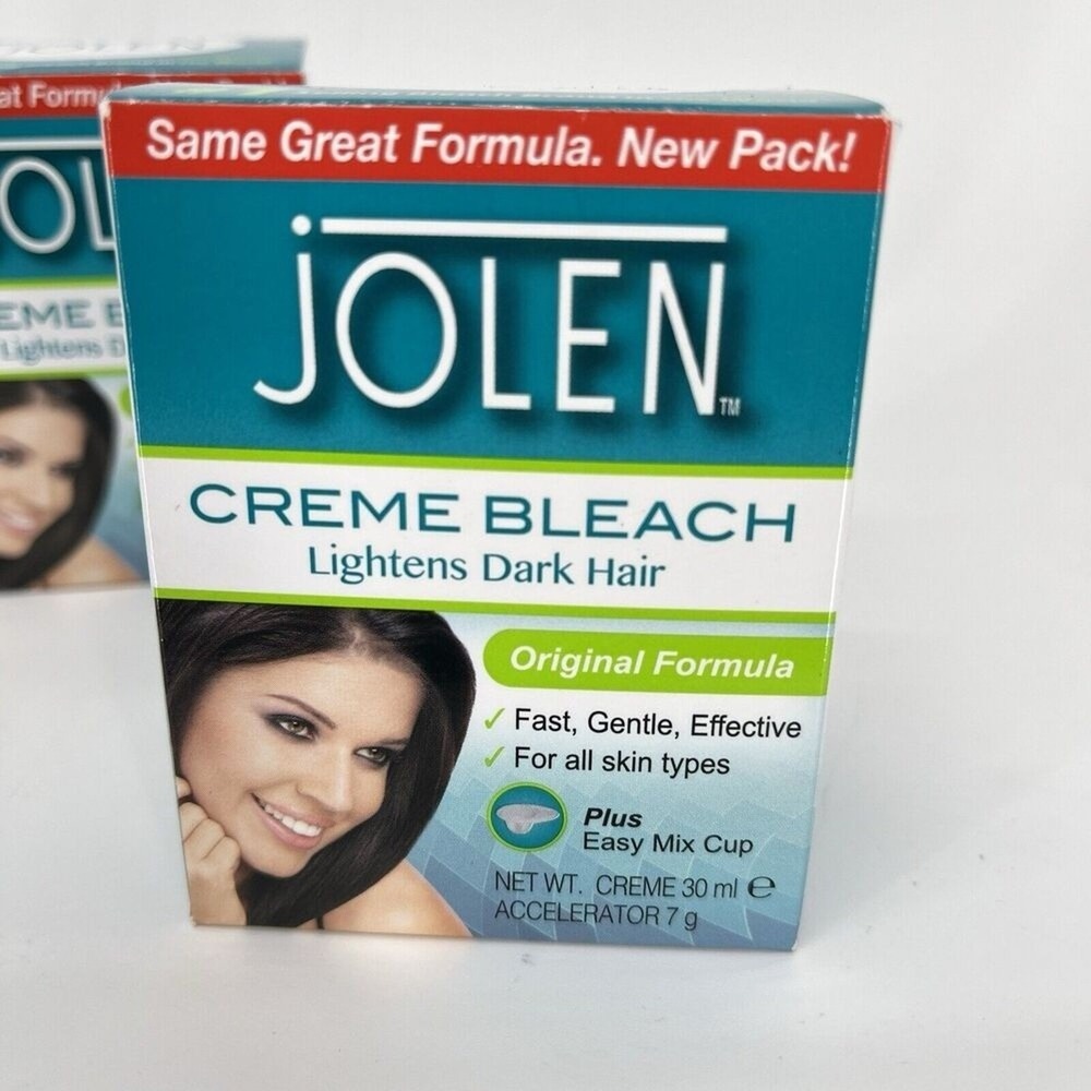 Lot of 2 JOLEN Creme Bleach Original Formula Lightens Dark Hair Mix Cup 1.2 oz